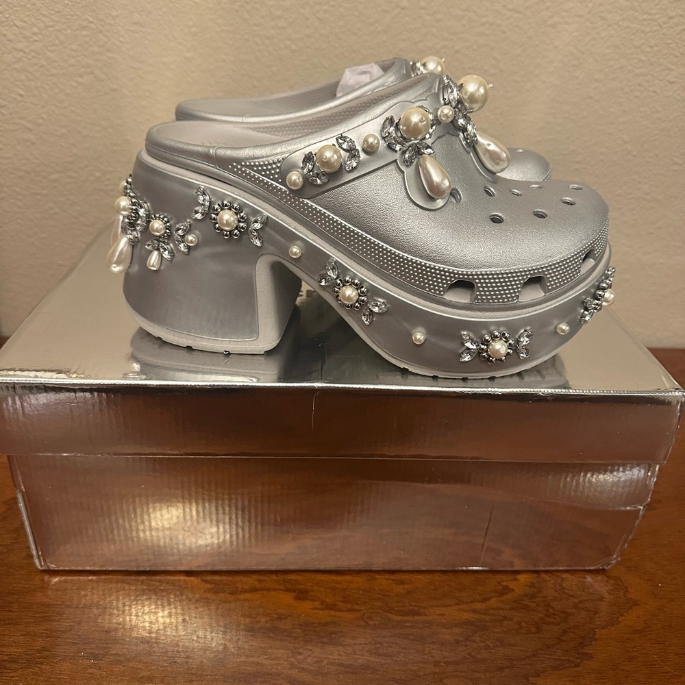 Simone Rocha x Crocs Silver Sirens